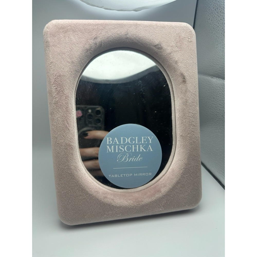Badgley Mischka Bride Wedding rose pink Velour TableTop Mirror NEW